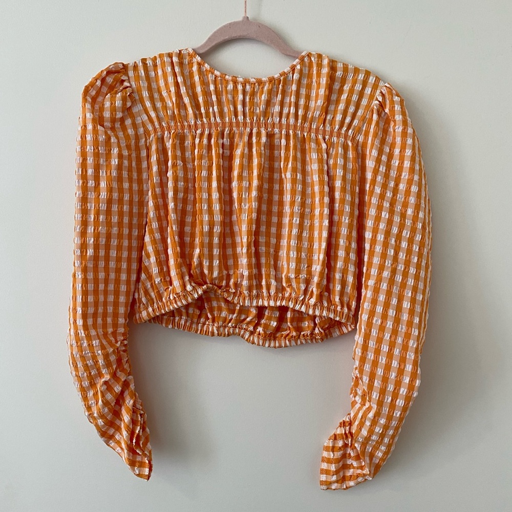 Zara orange checked top